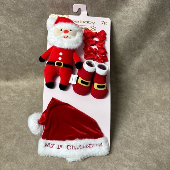 Bebe Baby 1st Christmas 7pc Gift Set Sz 0-3 -New - Picture 1 of 4